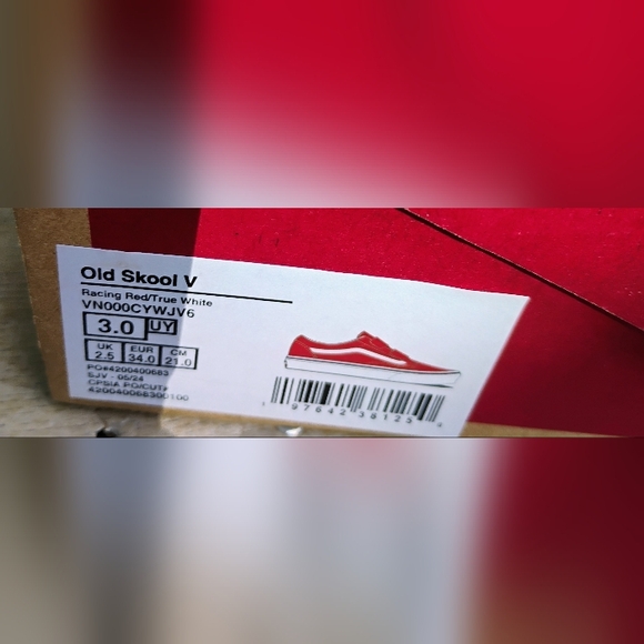 Vans Kids Red and White Sneakers - Picture 2 of 5
